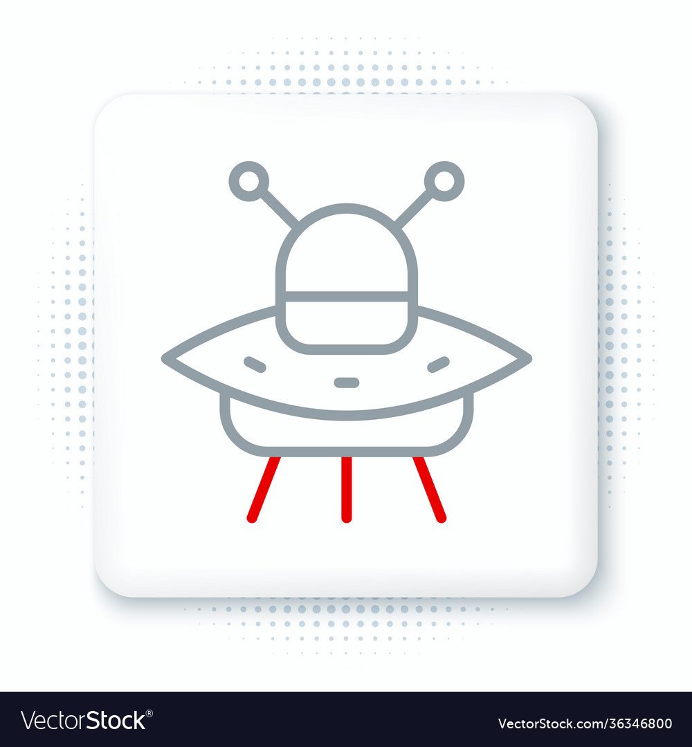 Line ufo flying spaceship icon isolated on white Vector Image Line ufo flying spaceship icon isolated on white