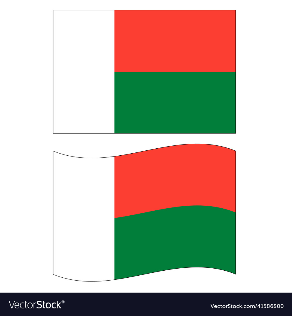 Madagascar waving flag on white background