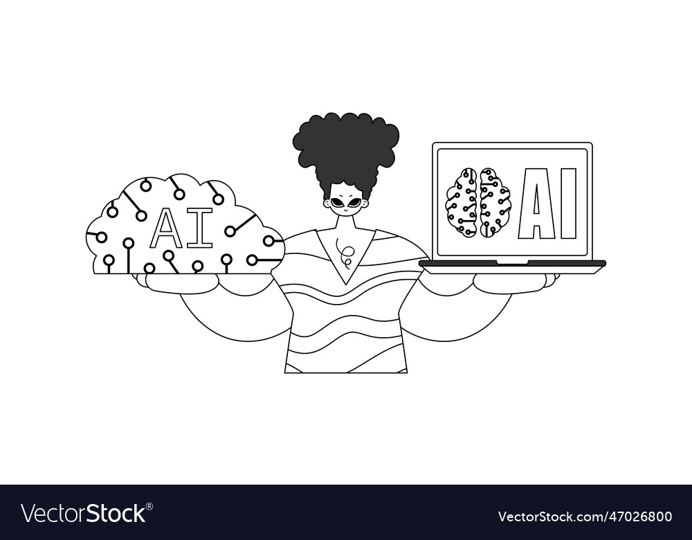 Man grasps a linear style ai model