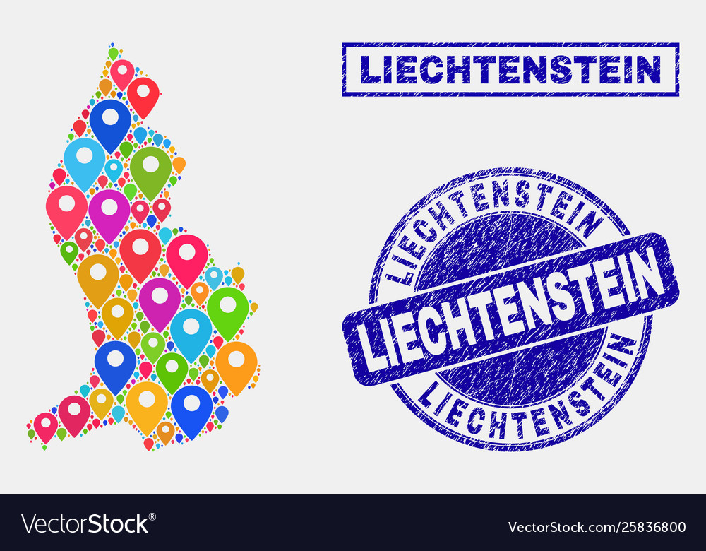 Map pointers mosaic liechtenstein Vector Image Map pointers mosaic liechtenstein