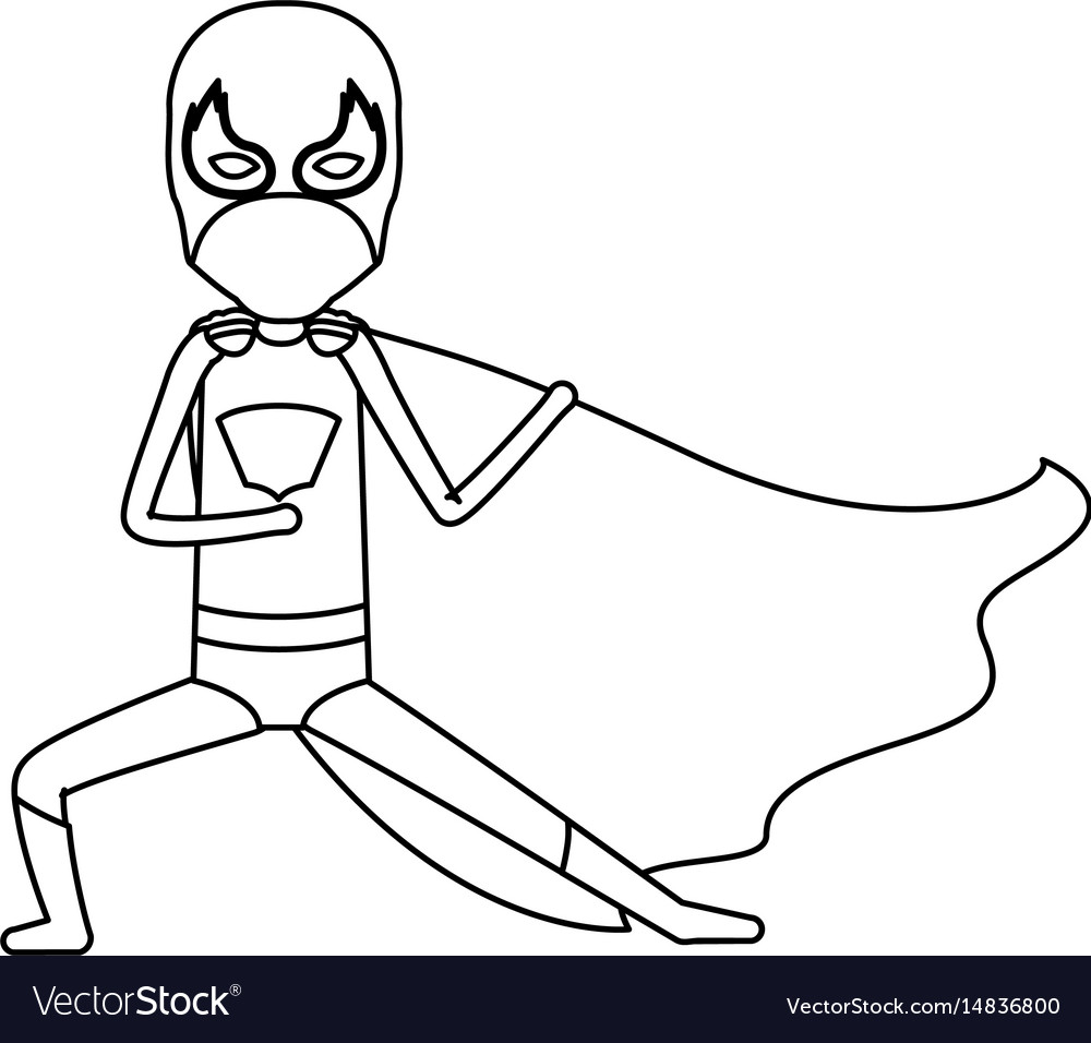 Monochrome contour faceless of kid superhero