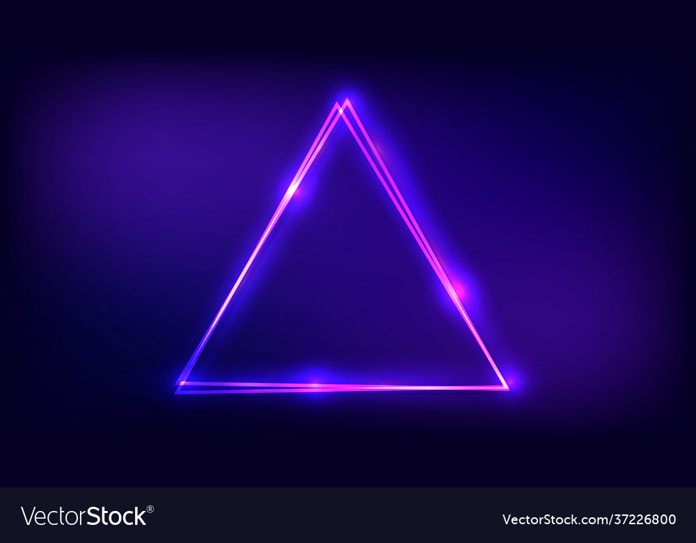Neon double triangular frame with shining effects vector image Neon double triangular frame with shining effects