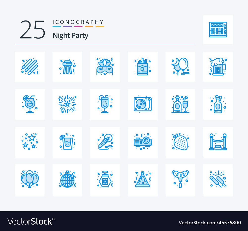 Nacht Party 25 blaue Farbe Icon-Pack inklusive