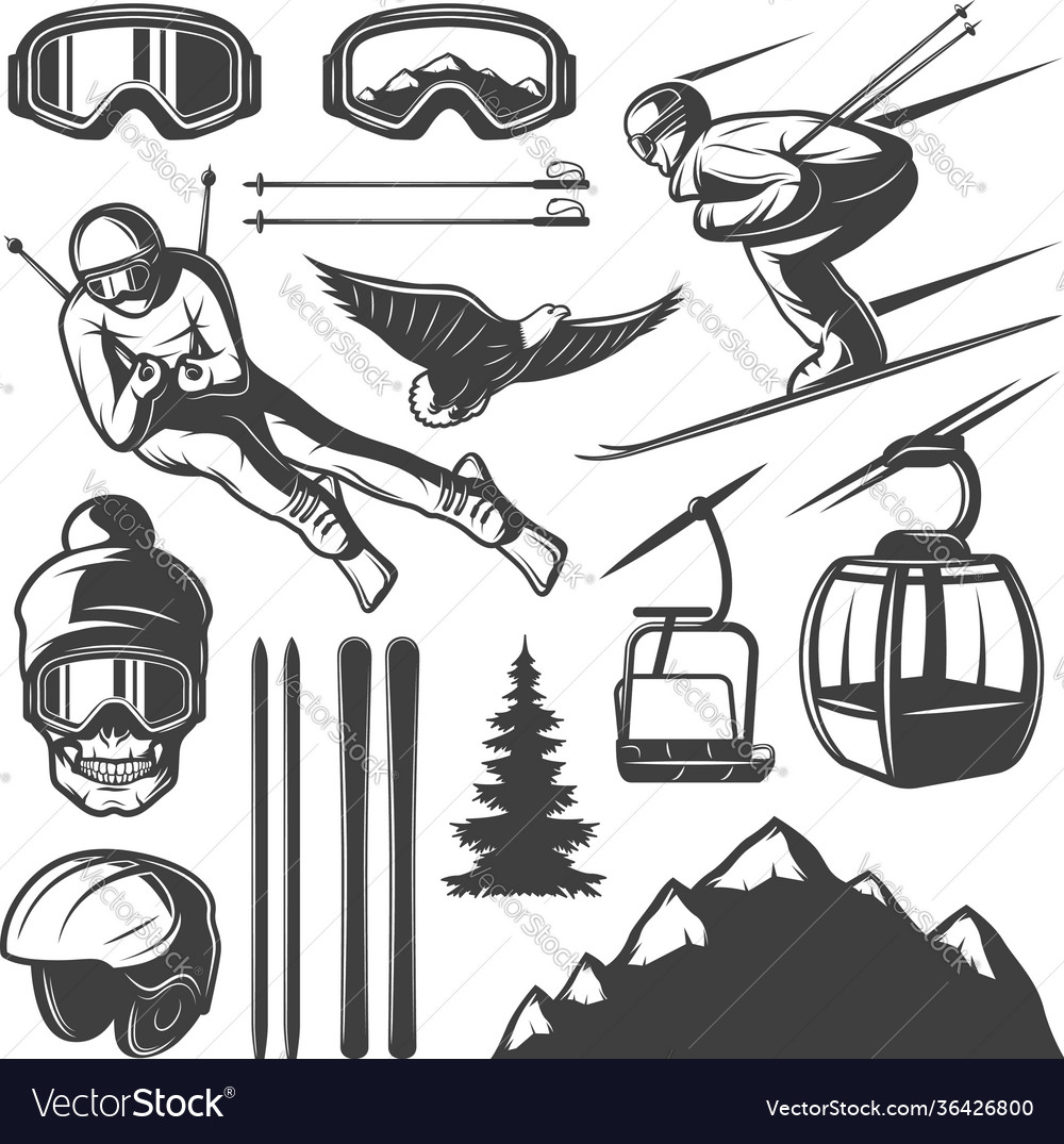 Nordic skiing elements set