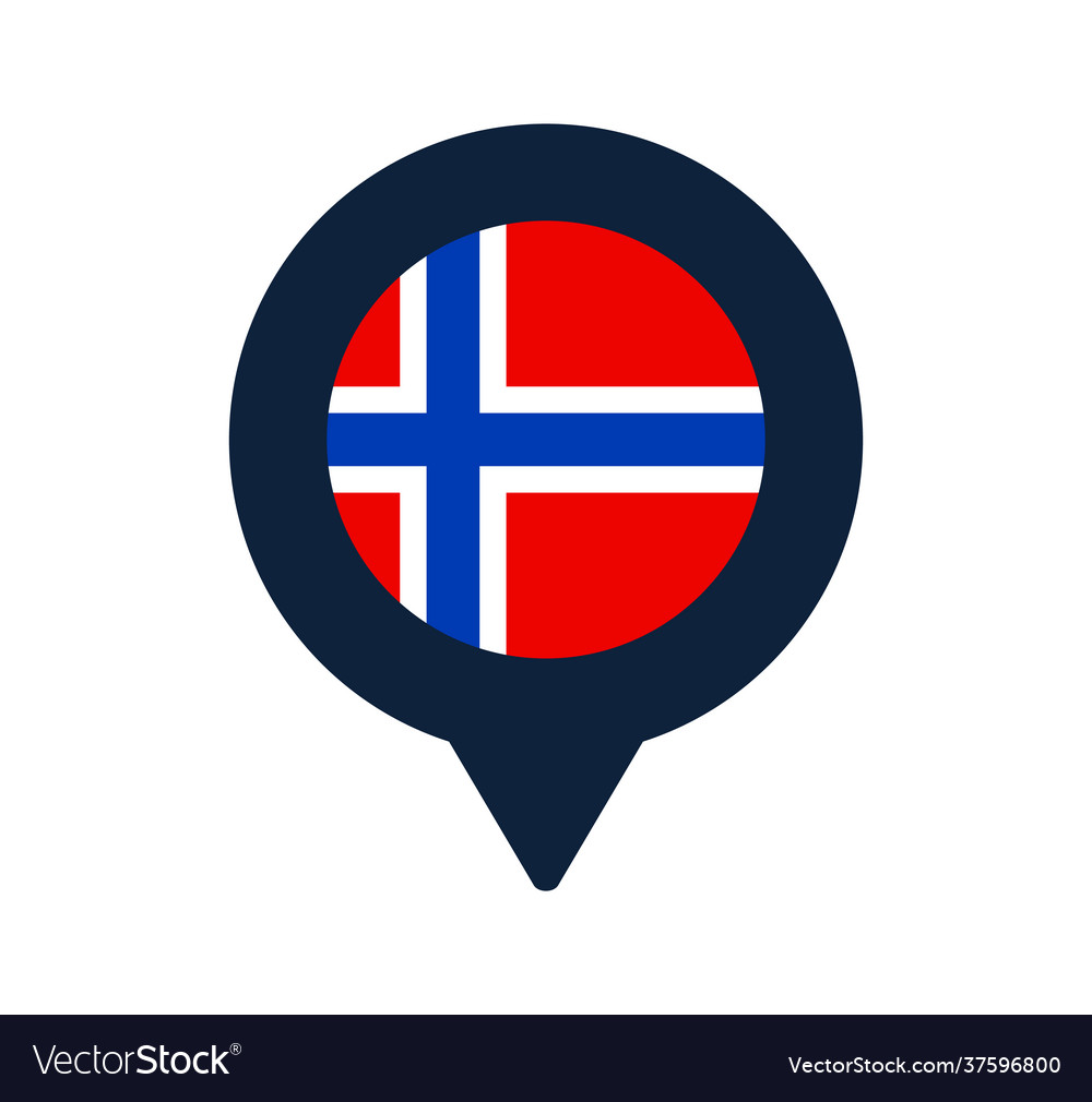 Norway flag and map pointer icon national vector image Norway flag and map pointer icon national