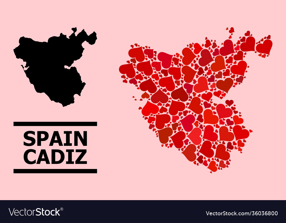 Red heart collage map cadiz province