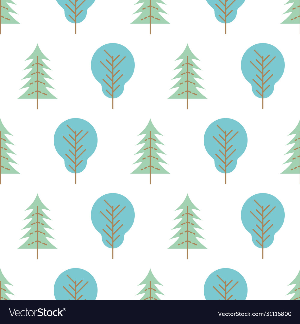 Seamless pattern with colored trees