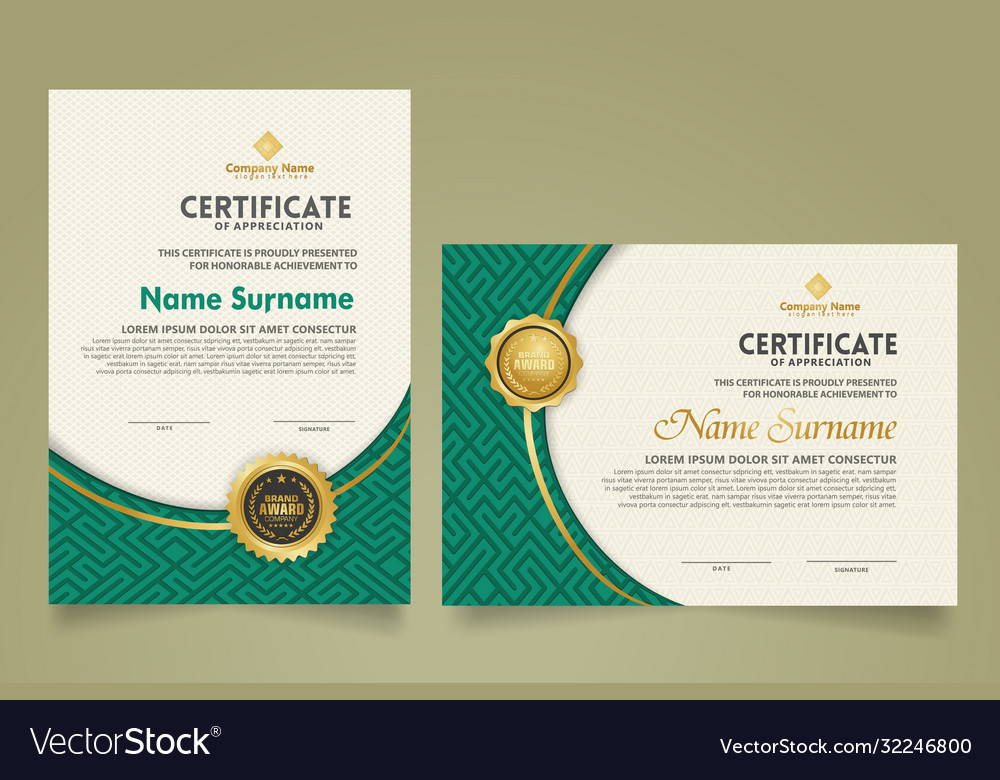 Set vertical and horizontal certificate template vector image Set vertical and horizontal certificate template