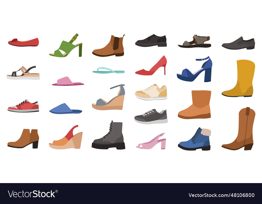 Shoes mens womens and children footwear Royalty Free Vector