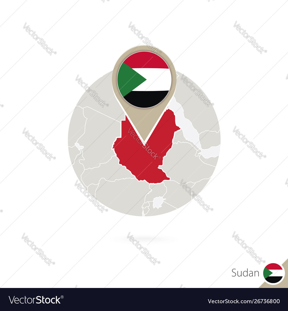 Sudan map and flag in circle vector image Sudan map and flag in circle