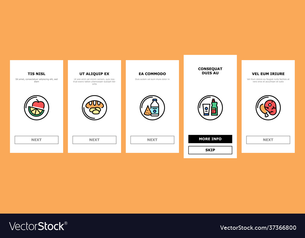 Supermarket store onboarding icons set