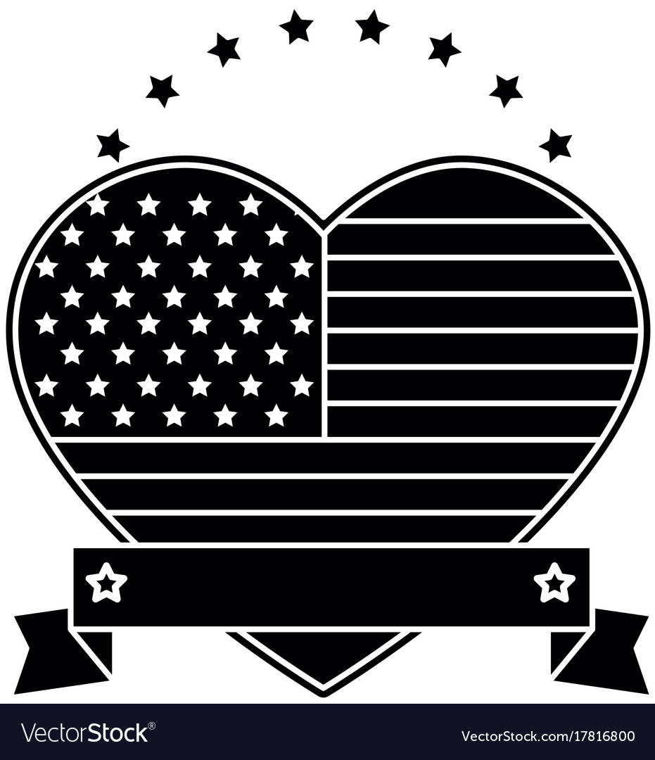 United states of america with heart emblem frame