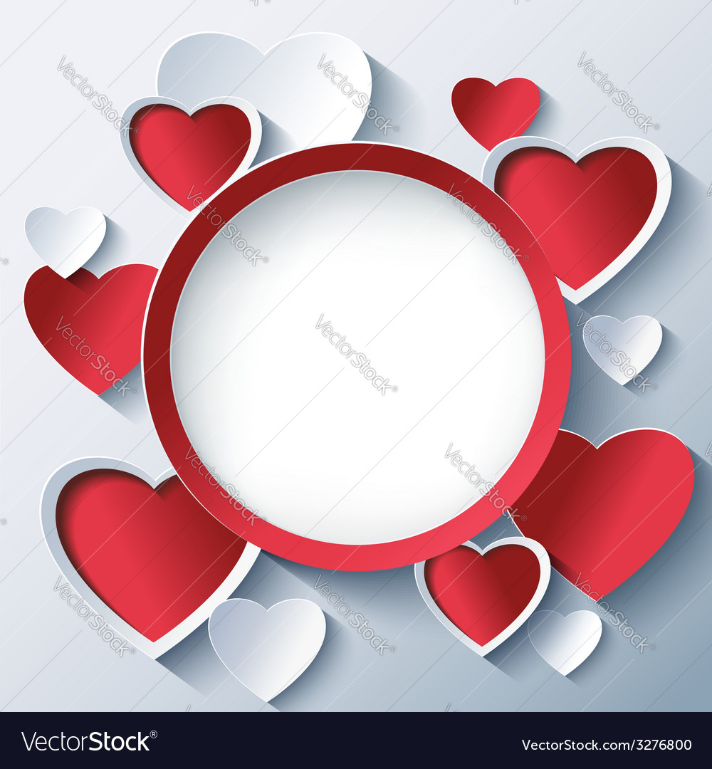 Valentines day background frame with 3d hearts