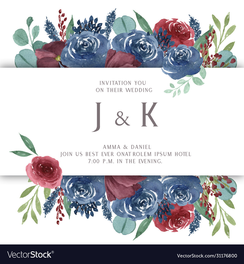 Watercolor florals with text frame border lush