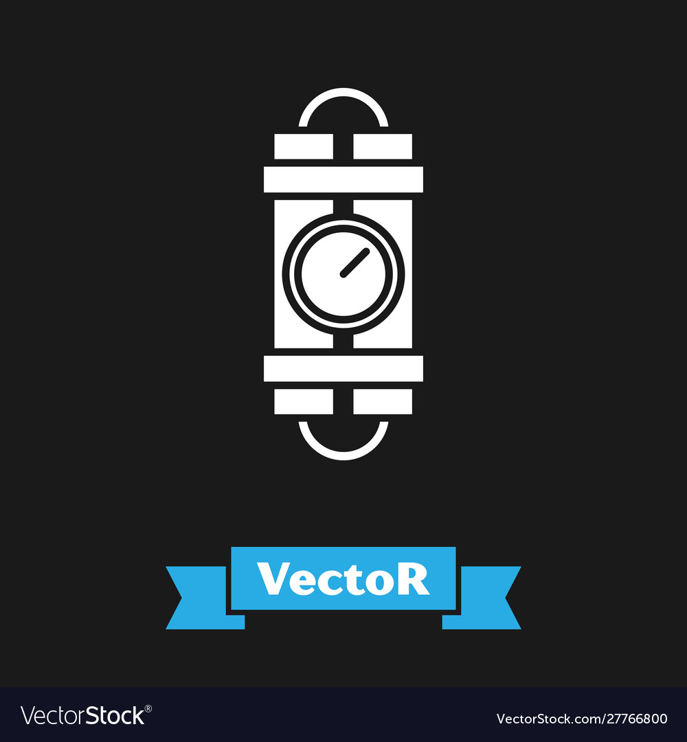 White detonate dynamite bomb stick and timer clock vector image White detonate dynamite bomb stick and timer clock