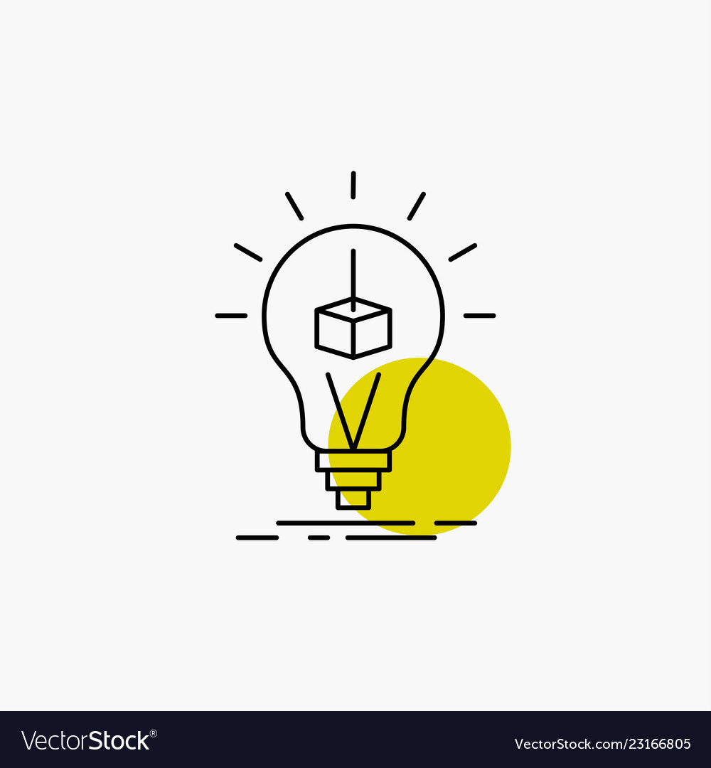 3d cube idea bulb printing box line icon vector image 3d cube idea bulb printing box line icon