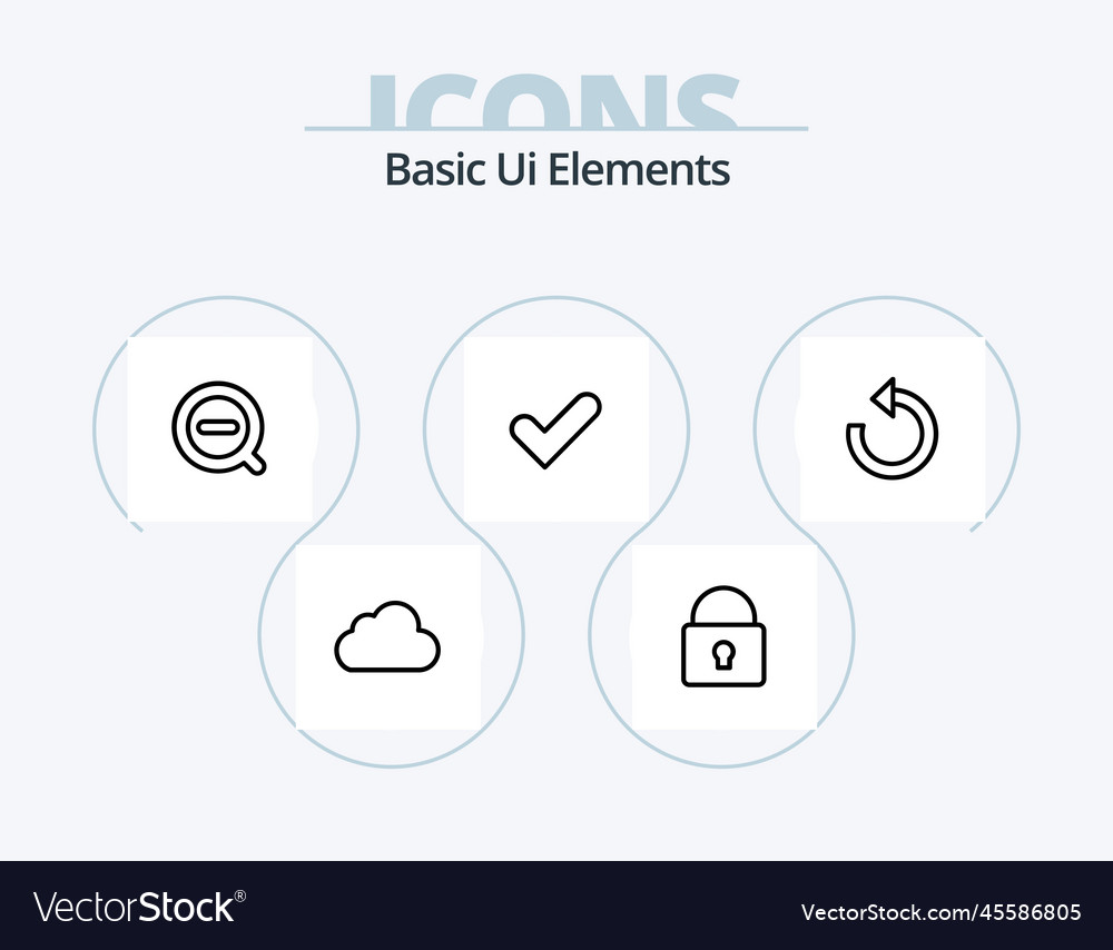 Basic ui elements line icon pack 5 design