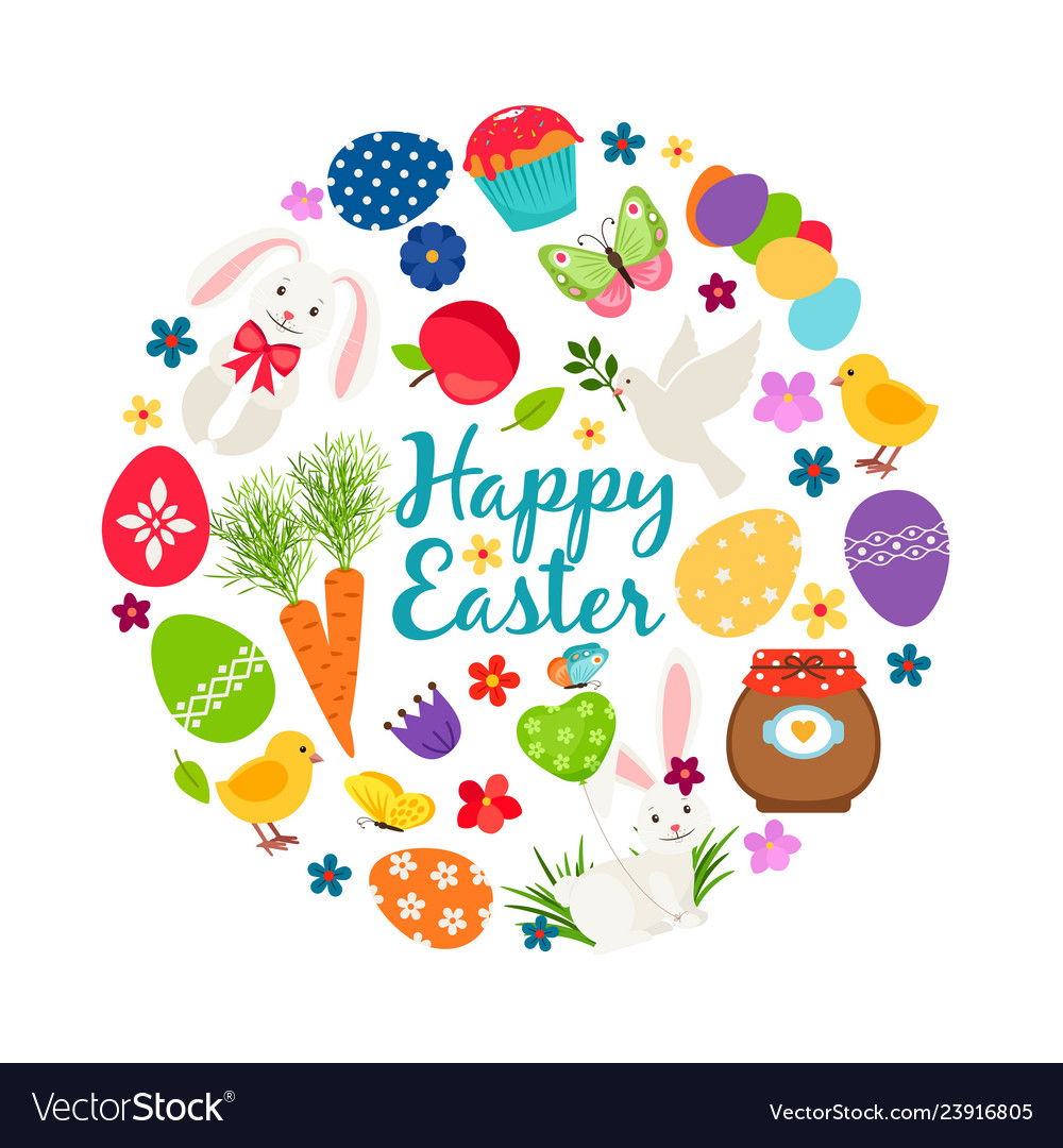 Cartoon spring happy easter printable Royalty Free Vector