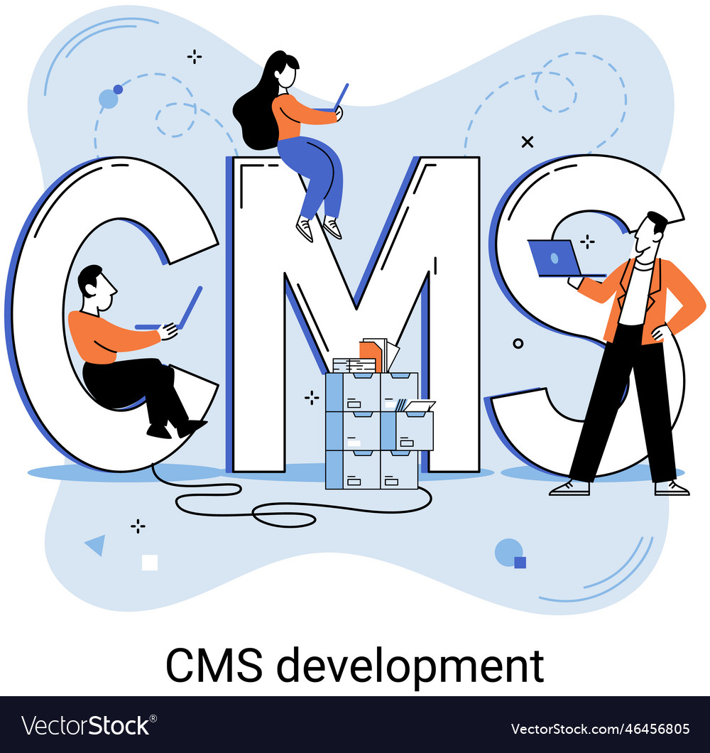 Concept of digital content management system cms vector image Concept of digital content management system cms