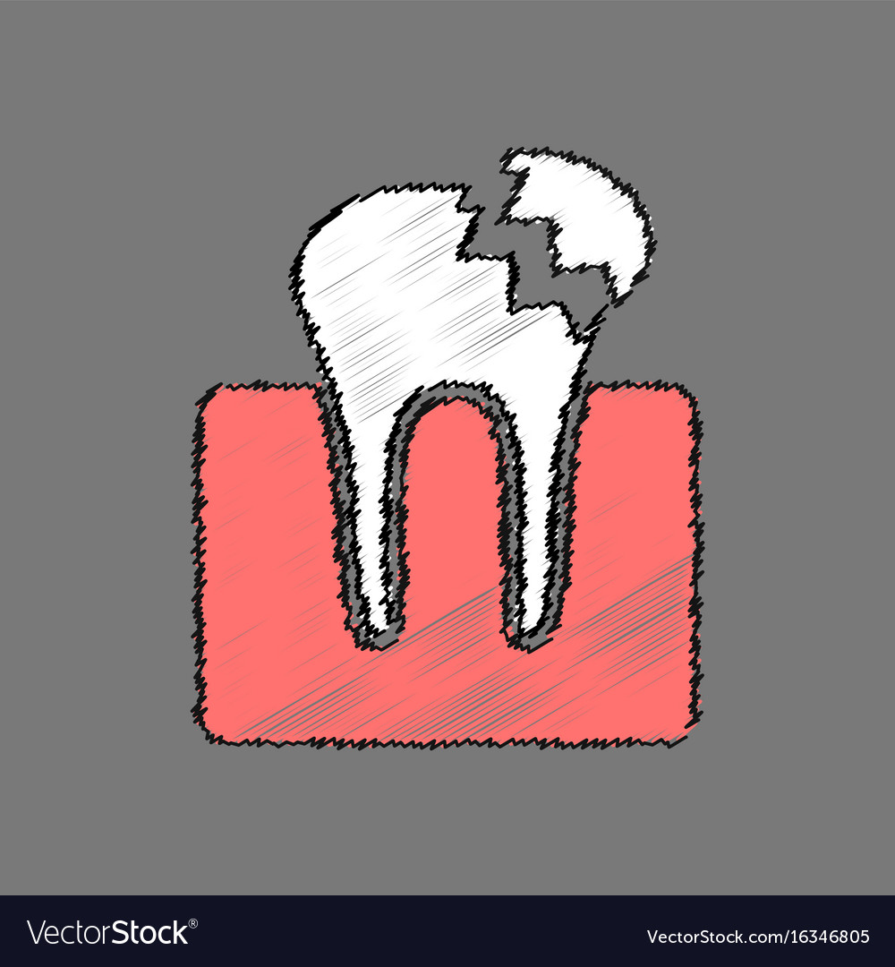 Flat shading style icon broken tooth