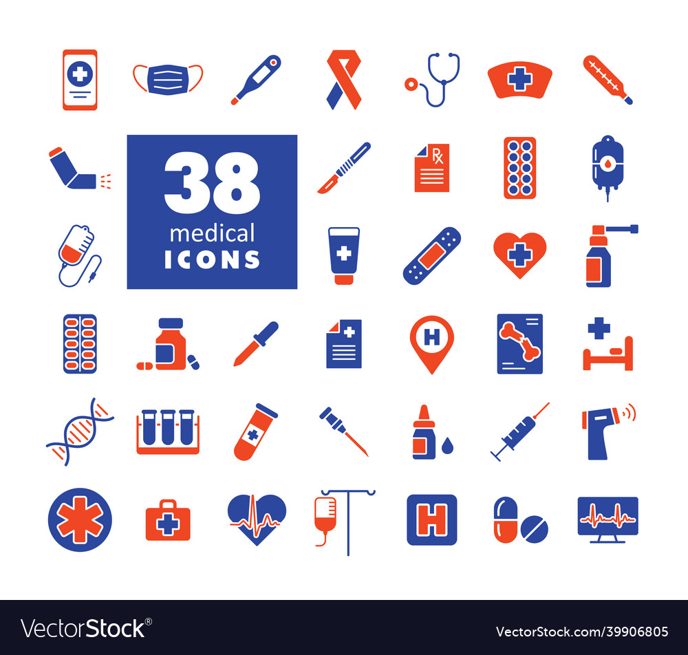 Medicine and healthcare medical support icons set