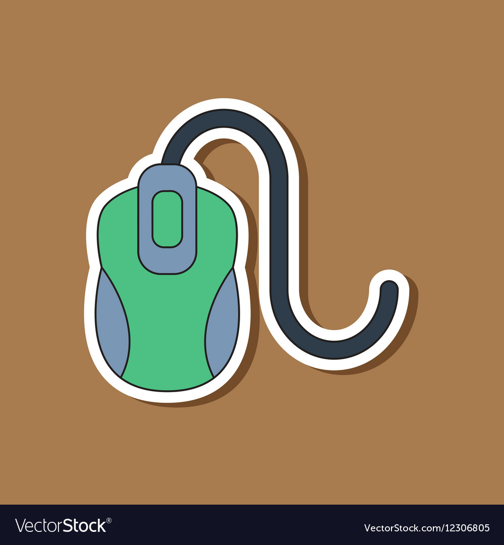 Paper sticker on background of computer mouse