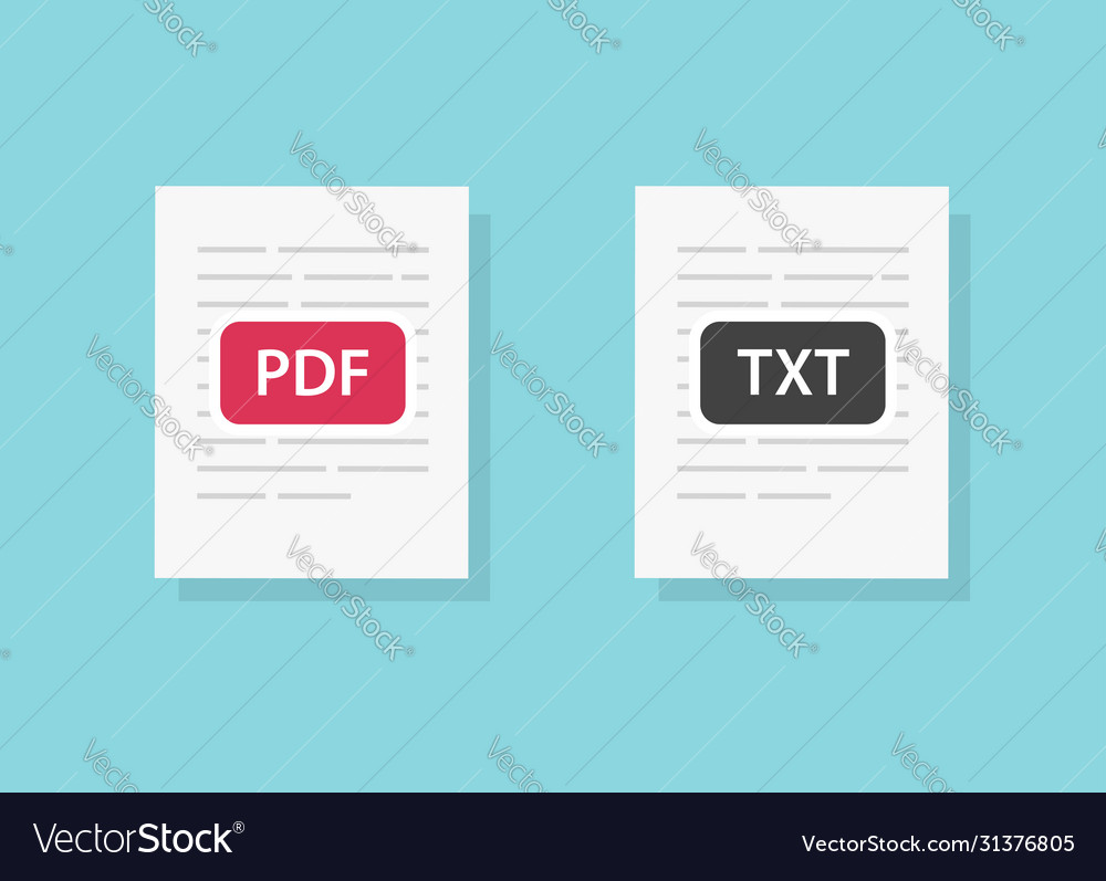 Pdf icon and txt or text file document Royalty Free Vector