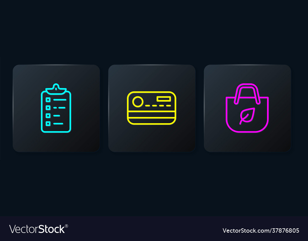 Set line shopping list bag with recycle vector image Set line shopping list bag with recycle
