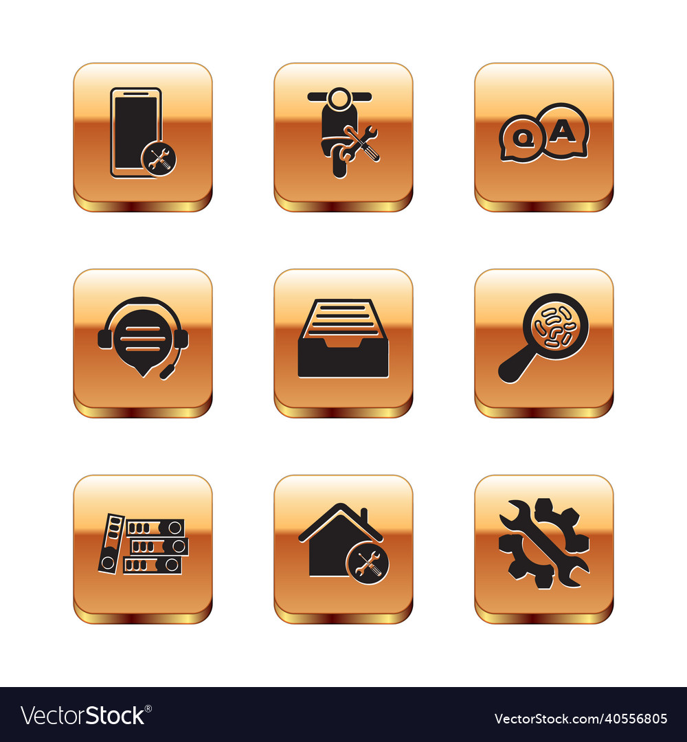 Set mobile service office folders house drawer Vector Image