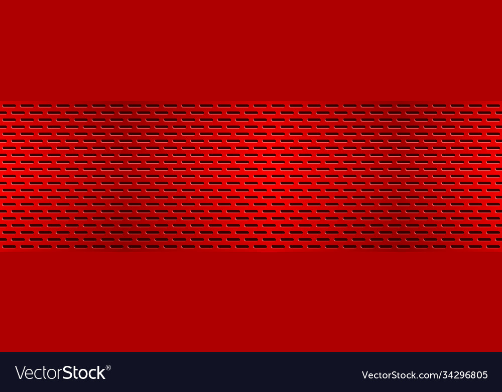 Structured red perforated metal texture header vector image Structured red perforated metal texture header