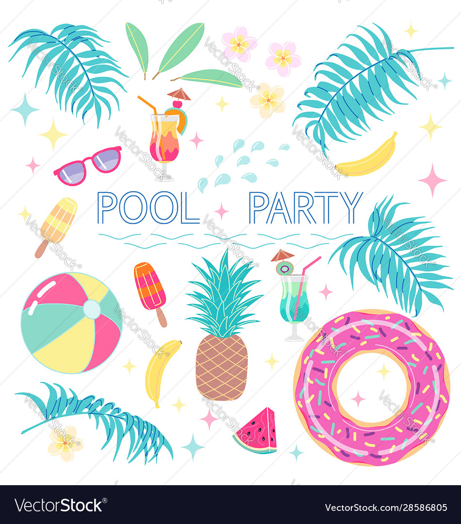 Free Vector  Hand drawn pool party labels