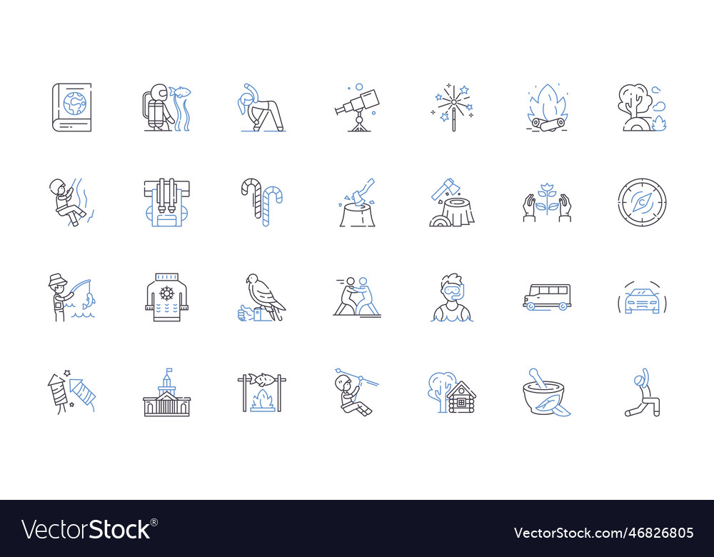 Time off line icons collection vacation break Vector Image