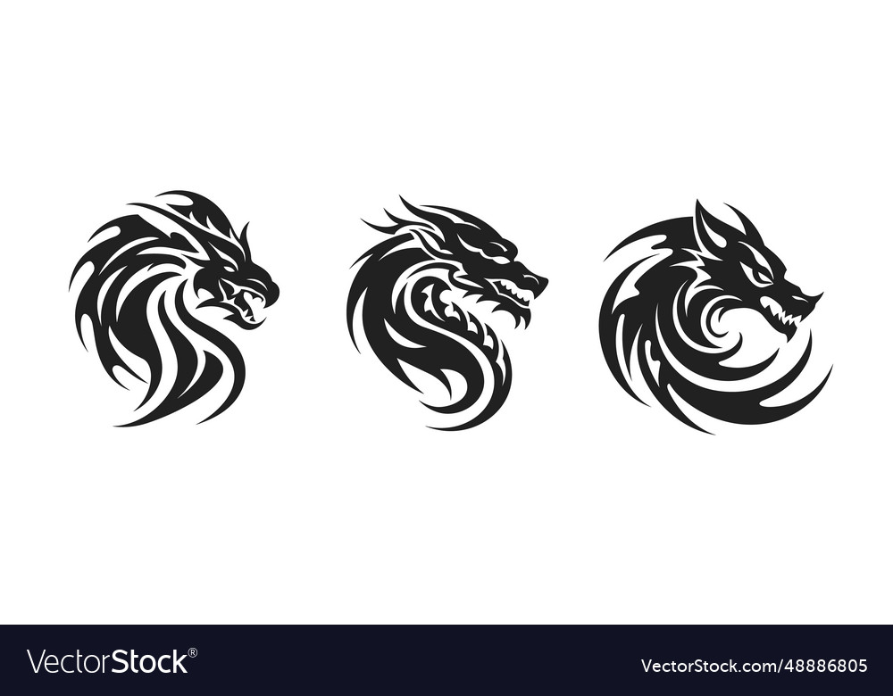Tribal tattoo of the dragon head silhouette vector image Tribal tattoo of the dragon head silhouette