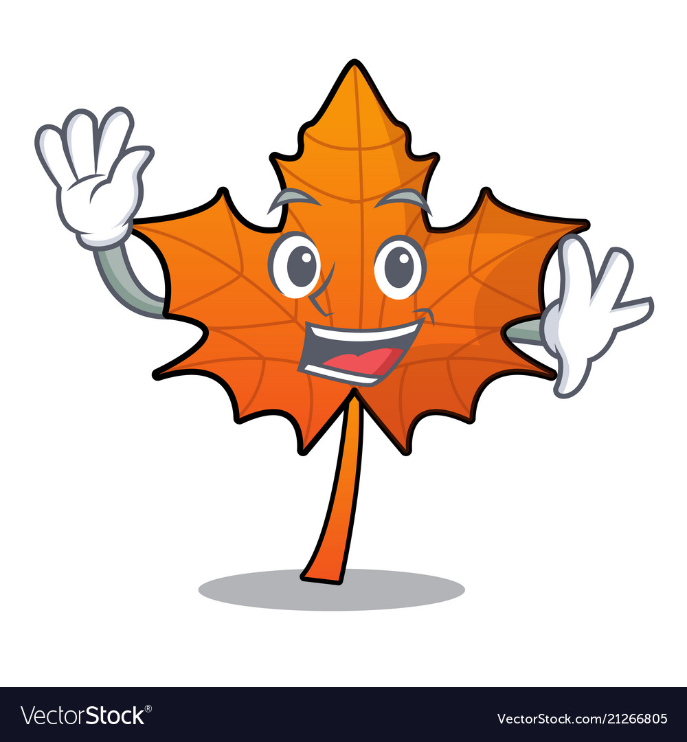 Waving red maple leaf character cartoon