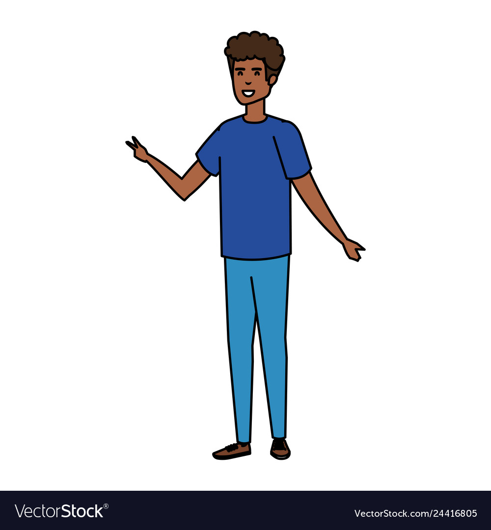 Young and casual black man character Royalty Free Vector