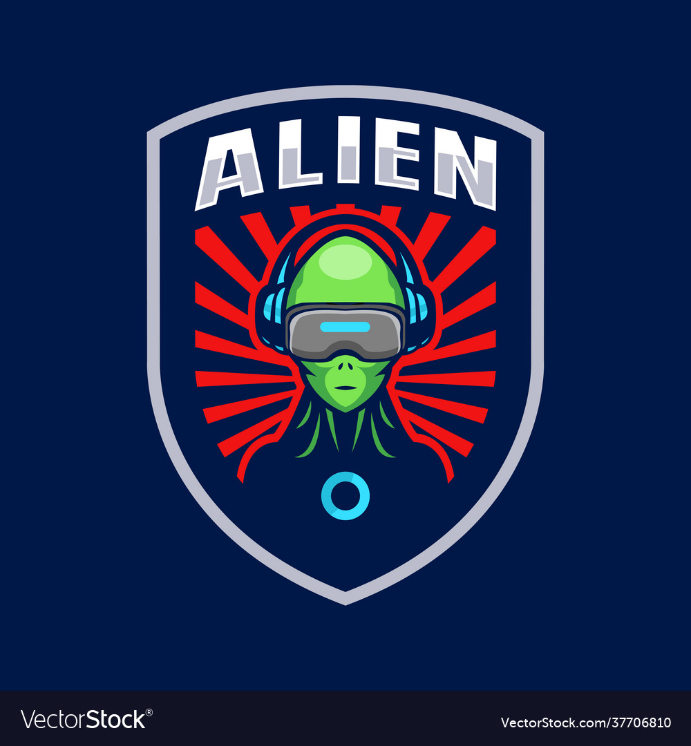 Alien mascot logo esport template design