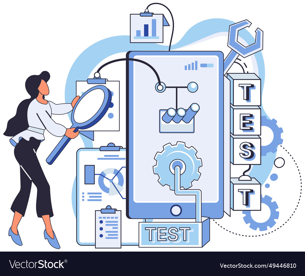 Application testing metaphor software Vector Image Application testing metaphor software