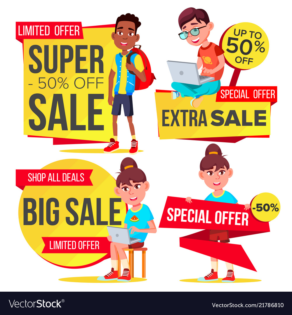 Big sale banner set school children pupil