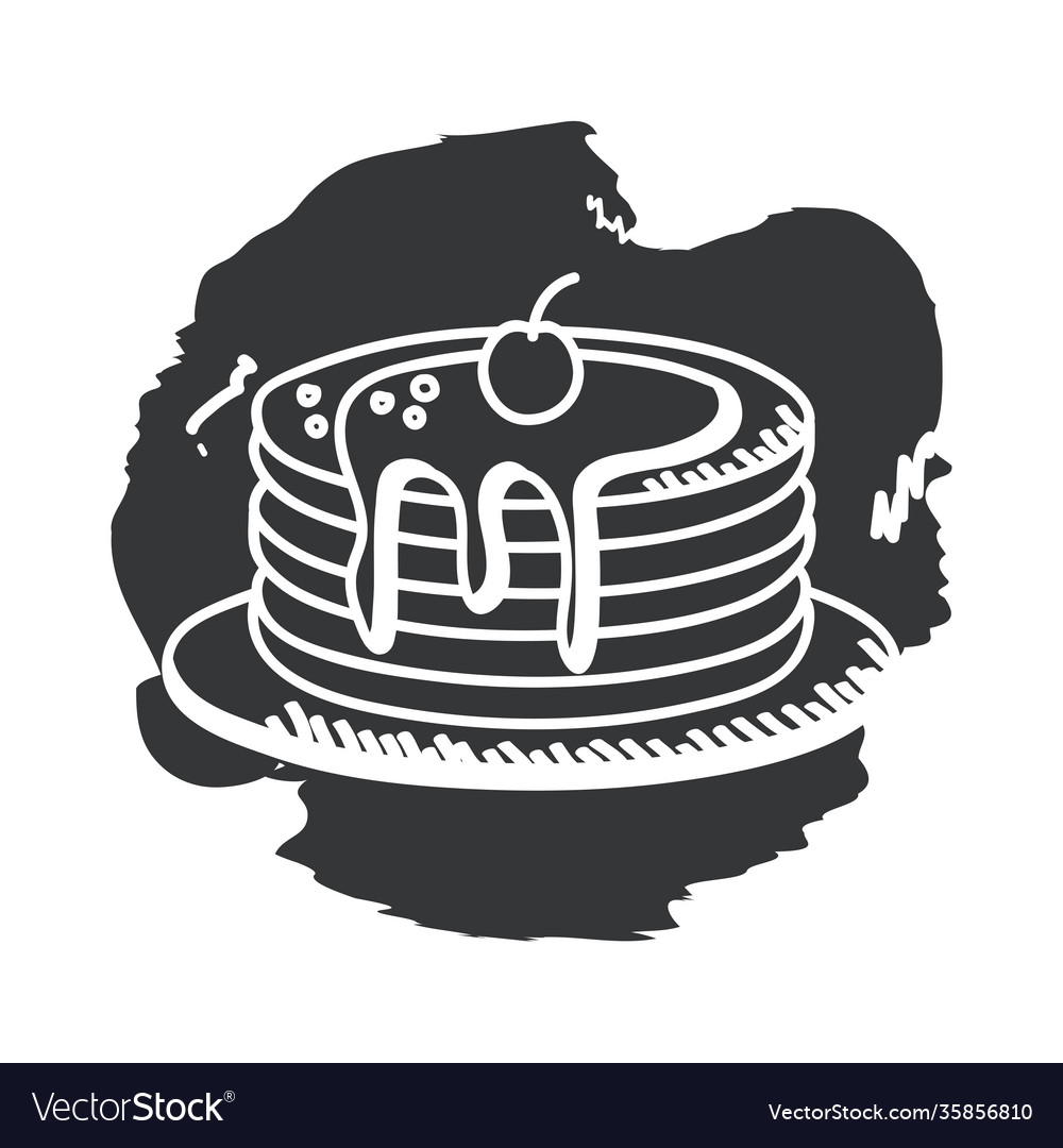 Breakfast pancakes hand draw and block style icon Vector Image