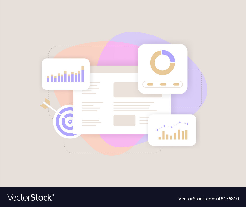 Business reporting dashboard with chart and graphs vector image Business reporting dashboard with chart and graphs