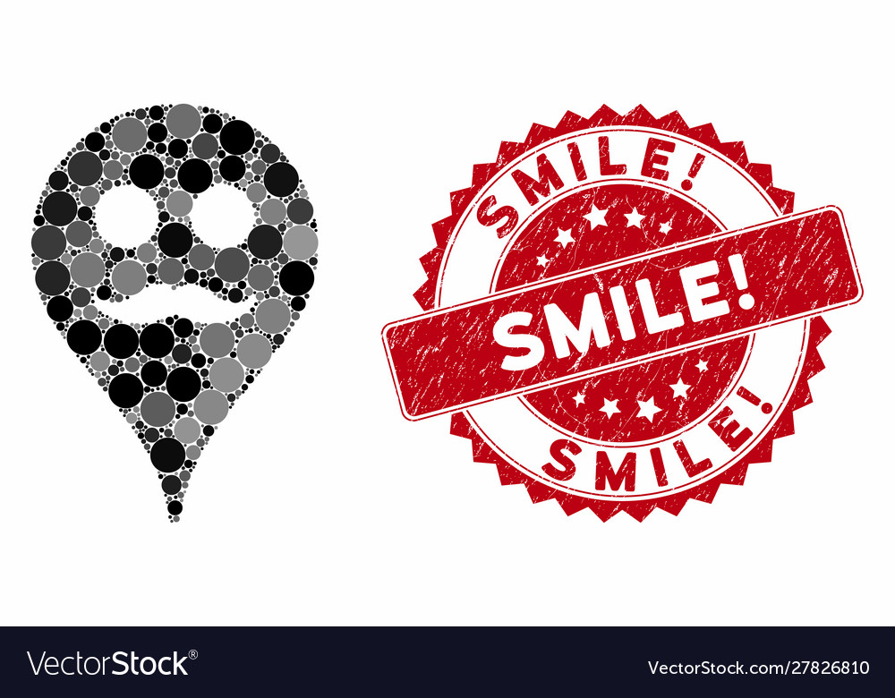 Collage gentleman smiley map marker with textured Vector Image Collage gentleman smiley map marker with textured