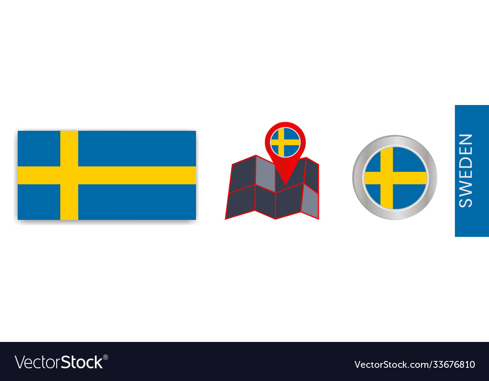 Collection swedish national flags isolated