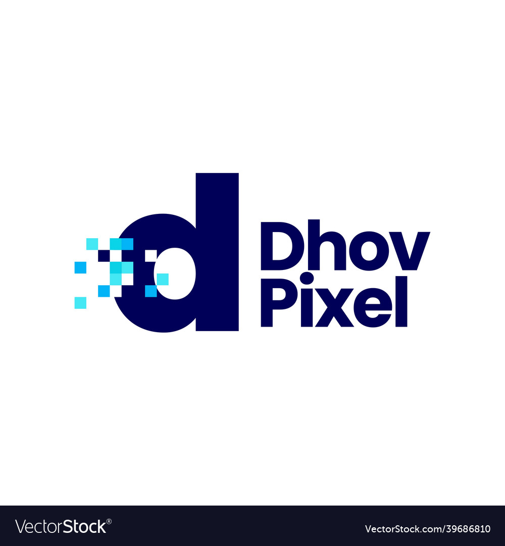 D letter lowercase pixel mark digital 8 bit logo