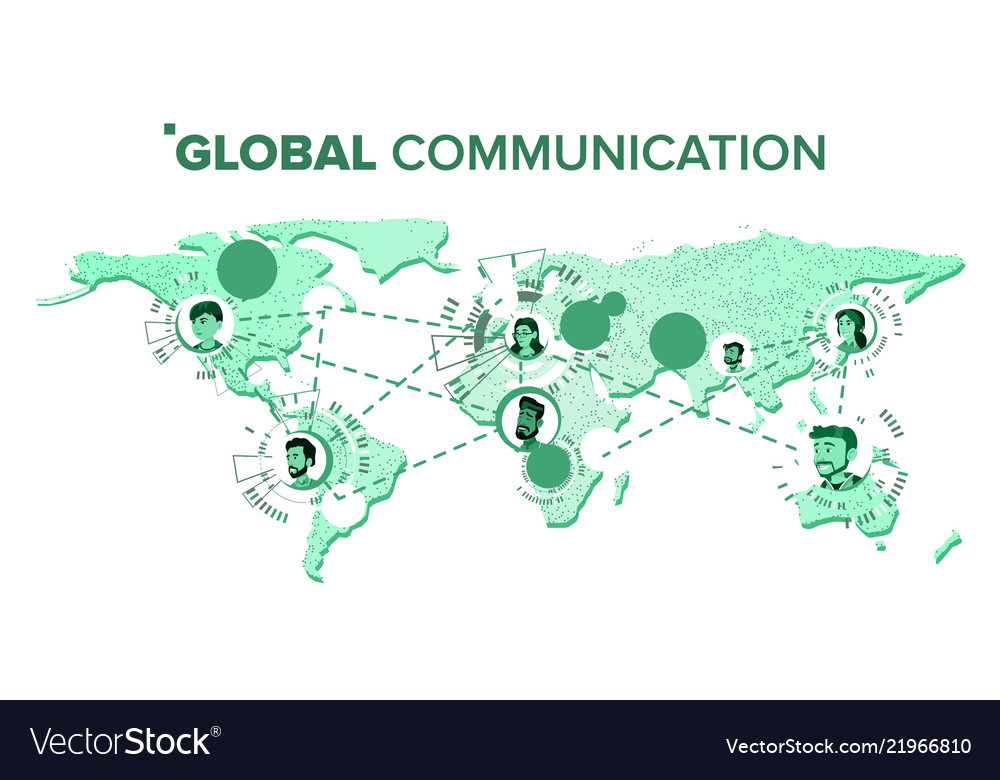 Global communication chat on world map