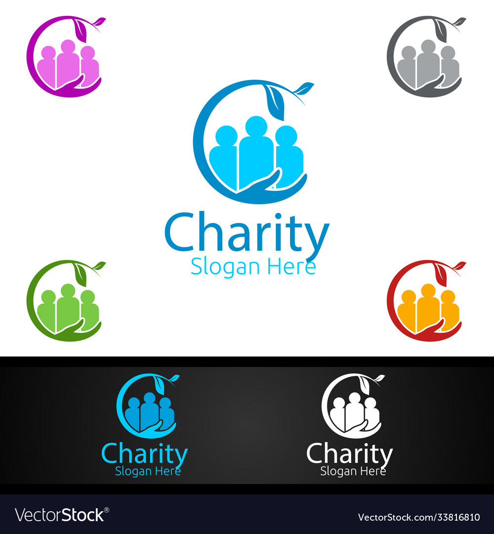 Helping hand charity foundation creative logo Vector Image