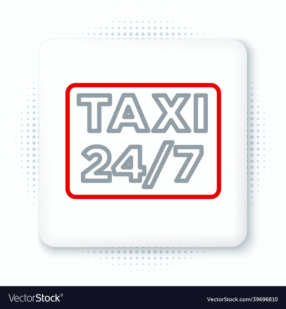 Linienkarte Zeiger mit Taxi-Ikone isoliert auf weiß vector image Linienkarte Zeiger mit Taxi-Ikone isoliert auf weiß