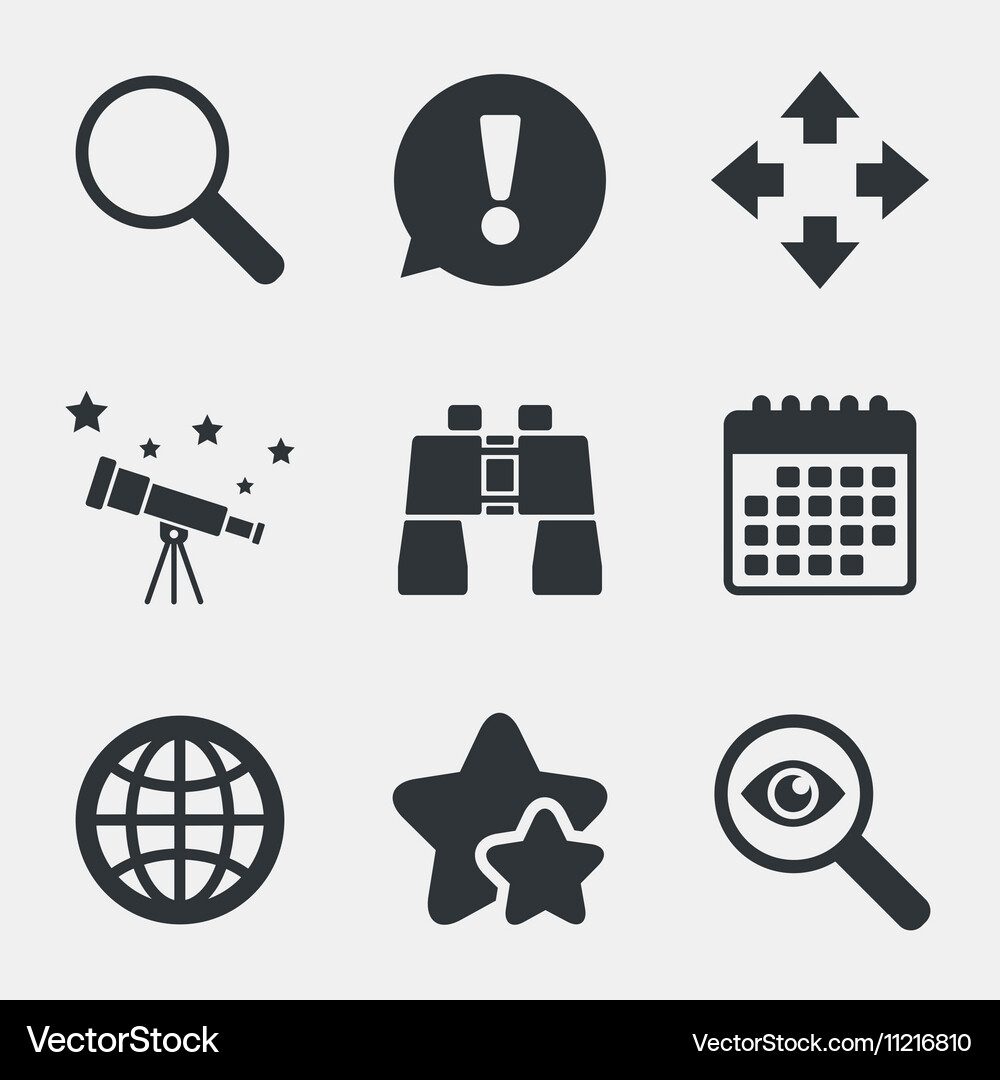 Magnifier glass and globe signs fullscreen Vector Image
