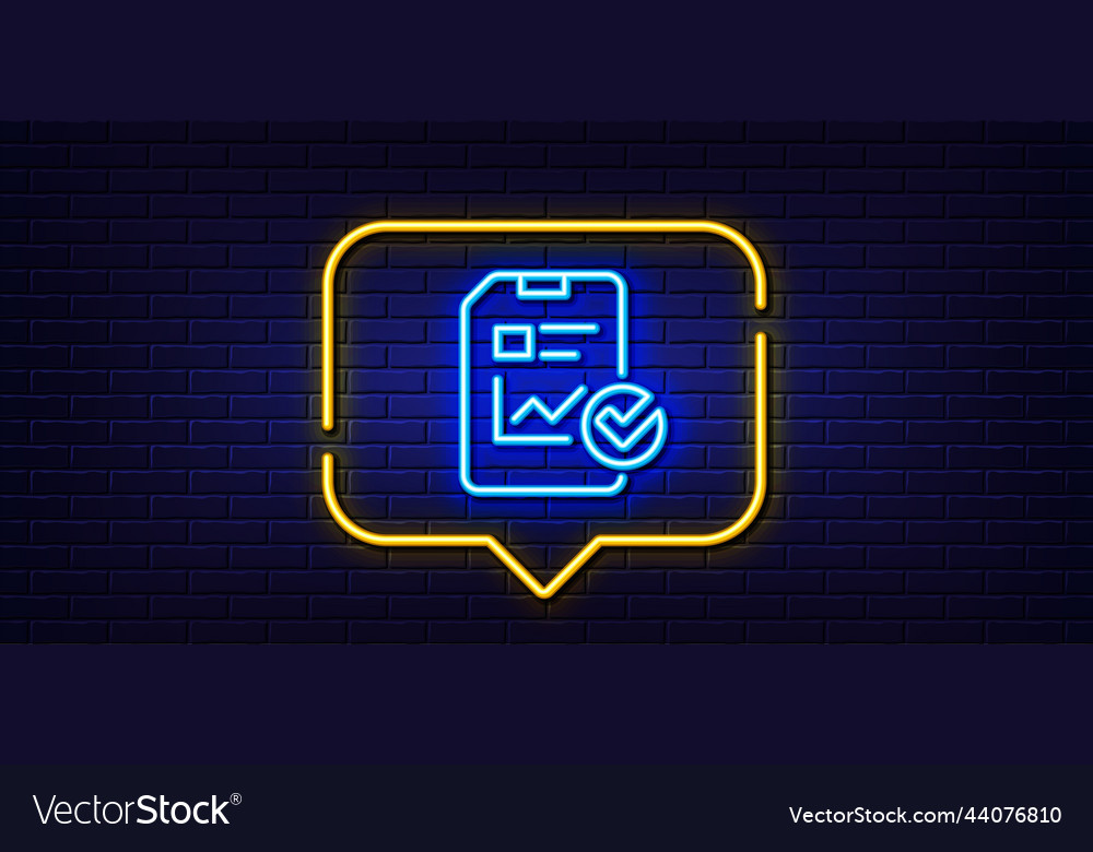 Report document line icon checklist neon light Vector Image Report document line icon checklist neon light