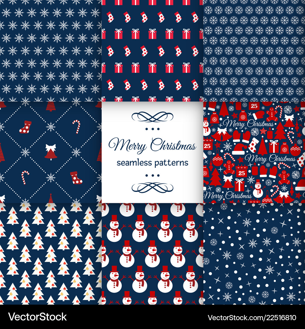 Seamless pattern set christmas Royalty Free Vector Image