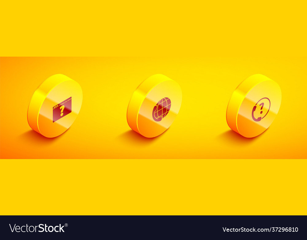 Set isometric browser with question mark vector image Set isometric browser with question mark